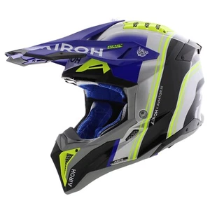Airoh Aviator 3 AMS² plus Hima Gloss Blue Grey Yellow Black Offroad MX Helmet - Picture 1 of 9