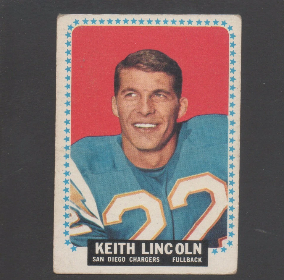 1964 Topps Football Card #164 Keith Lincoln-San Diego Chargers G -Vg Card - Image 1 of 1
