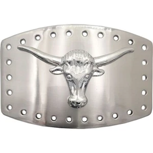 High Quality Wide Design Silver Bull Belt Buckle - Picture 1 of 2