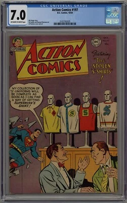 ACTION COMICS #197 CGC 7.0 OFF-WHITE TO WHITE PAGES DC COMICS 1954 - Image 1 of 2
