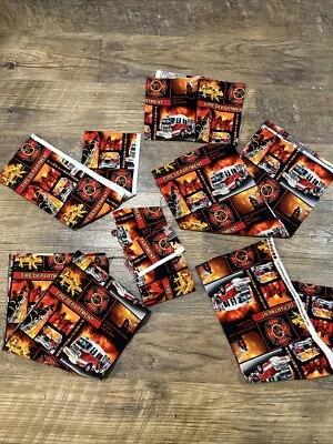 Fireman Firefighter Cotton Fabric-Firefighter Fireman Quilting Fabric Pieces - Image 1 of 3
