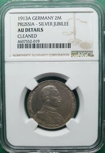 1913A GERMANY 2 MARK PRUSSIA SILVER JUBILEE NGC AU DETAILS CLEANED - Picture 1 of 2