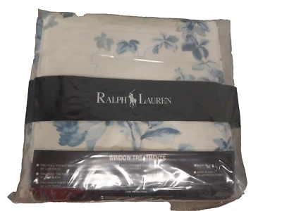 Cortinas de bolsillo Ralph Lauren Elsa Blue Rod 100 % algodón forradas 2 pares disponibles Foto 1 de 4