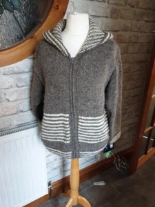 PASHAMAMA - CREAM BROWN HOODIE CARDIGAN WITH POCKETS. ONE SIZE. - Picture 1 of 9