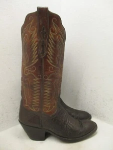 Botas de Vaquero Vintage Dos Tonos Marrón Cuero Avestruz Vieira Top Para Mujer Talla 5.5 - Imagen 1 de 16