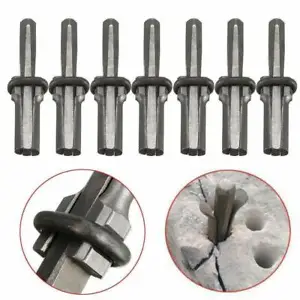 7pcs 9/16" Stone Splitters Plug Wedges and Feathers Concrete Shims Splitter Tool - Picture 1 of 9