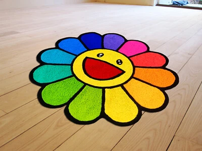 New Takashi Murakami Flower Bedroom Area Rugs Floor Mat Living Room Wool Carpet - Image 1 of 4