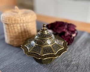 Dunkle Messing Turkish Delight/Zuckerdose, Kaffee Servieren, Wohndeko, Schmuckschale - Bild 1 von 12