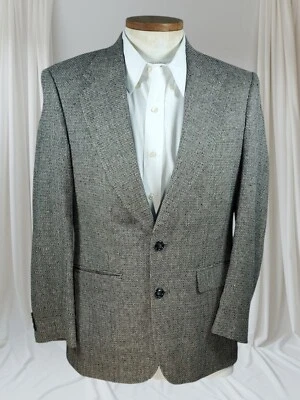 Abrigo Deportivo De Colección Stanley Negro Seda Para Hombres 38R Negro Blanco Chaqueta Blazer 2 Botones  Foto 1 de 4