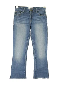 DL1961 Jeans donna Lara cropped svasato elasticizzato orlo sfilacciato taglia 25 - Foto 1 di 7