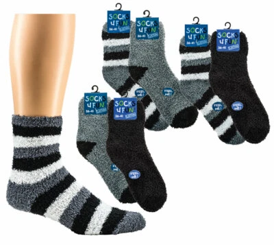 Kuschelsocken Winter Home Bett Strümpfe Grau Schwarz Ringel 24-29 30-35 36-41 - Bild 1 von 3