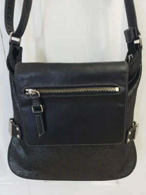 A.N.A  Crossbody Bag Black/Metallic Faux Leather Pockets 11"x11" NICE - Image 1 of 4