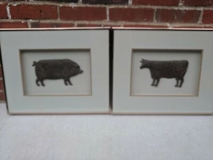  Mid Century Modern Harris G Strong Framed 3D Fine Art Cow & Pig Ceramic - Picture 1 of 10