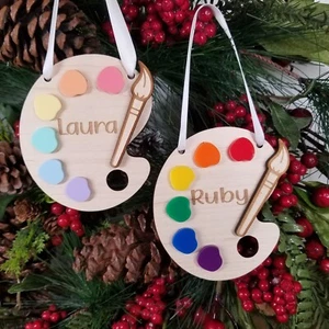 Appendiabiti albero di Natale personalizzato tavolozza pittura artista ornamento, regalo per calze - Foto 1 di 9