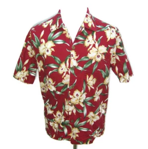 Camisa Aloha hawaiana de manga corta roja vintage HOWIE para hombre (talla mediana) Hawaiana - Imagen 1 de 5