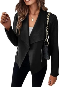 PRETTY GARDEN Women's Faux Suede Jackets Clothes Long Sleeve Open Front NWT - Picture 1 of 1