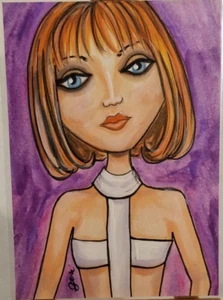 Geri Centonze Original Sketch Card ACEO - Geri's Girls - Fifth Element Fan Girl - Picture 1 of 2