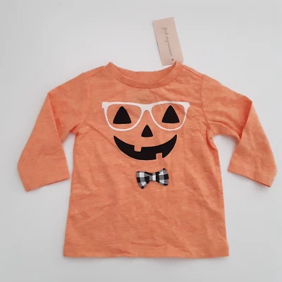First Impressions Bebé Niños 3-6M Hipster Calabaza Camiseta Gafas Pajarita Naranja Foto 1 de 4