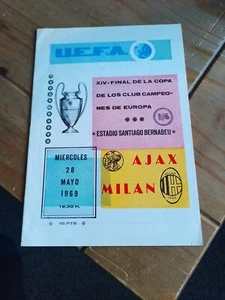 1969 EUROPEAN CUP FINAL FOOTBALL PROGRAMME AJAX V AC MILAN (9) - Picture 1 of 5