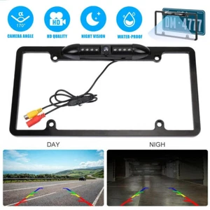 US License Plate Metal Frame Rear View Backup Camera CMOS HD LED Night Vision - Picture 1 of 11