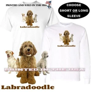 Labradoodle Labrador Poodle Mix Dog Breed Profile Graphic Art Custom T Shirt - Picture 1 of 4
