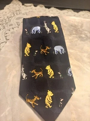 Corbata clásica Pooh 100 % seda azul marino lechón ojo tigger AA Milne vintage  Foto 1 de 4