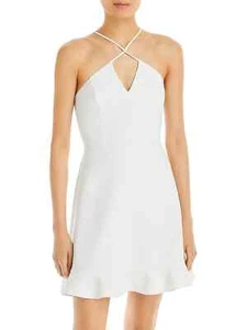 Aidan by Aidan Mattox HALTER MINI DRESS Ivory Color Size 10 NWT $175 (grnattc) - Picture 1 of 10