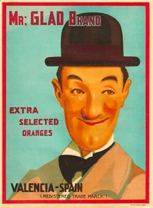 Original Vintage Estampado MR. GLAD ESPAÑA ETIQUETA CAJA NARANJA c. 1950 - Imagen 1 de 1