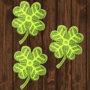 Mini Four Leaf Clover Embroidered Patch — 3-Pack — Iron On - Picture 1 of 1