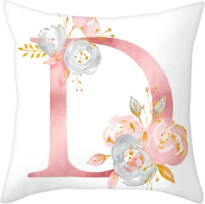 Throw Pillow Covers Alphabet Decorative Pillow ABC Letter Flowers Cushion Covers - Picture 1 of 6