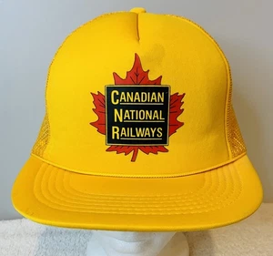Vintage 80s Canadian National Railway CNR Yellow Trucker Hat Mesh Foam Rope - Bild 1 von 8