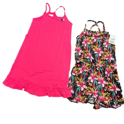 Vestido Hurley Meninas Romper Floral Pacote com 2 Tamanho Grande Novo com etiquetas - Imagem 1 de 3