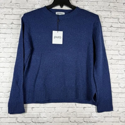 Suéter Pullover Pura Cashmere Nuevo con Etiquetas Borde Redondo Para Mujer Pequeño Azul Medianoche Foto 1 de 4