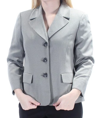 Chaqueta Blazer LE SUIT Mujer Gris Cuello Ropa al Trabajo 4 Foto 1 de 4