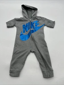 Nike One Piece Youth Boy 12M Graphic Print Logo Gray Zip ..#32022 - Picture 1 of 5