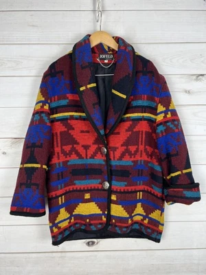 Vintage Jofeld Jacket Womens Small Multicolor Southwest Aztec Blanket Coat 80s - Image 1 of 4