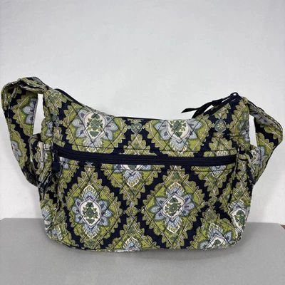 Vera Bradley Geometric Medallion Shoulder Bag Green Hobo Handbag Quilted Floral - Image 1 of 4