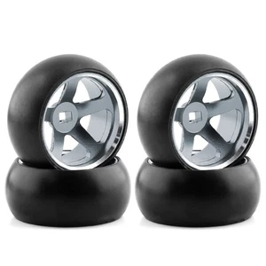 ​1/28 WLtoys K989/K969/P939/MINI-Q Metal Drift Wheel Set D - Rims & Slick Tires - Picture 1 of 14