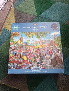 Gibson Market Day Norwich, Puzzle 1000 Pieces 100% Complete - Picture 1 of 4