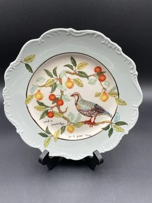 LOU ROTA FOR ANTHROPOLOGIE Anthropologie Lou Rota 12 Days of Christmas Partridge In A Pear Tree 9” Plate NW