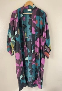 anthropologie Maeve Floral Long Kimono Boho Oversized Women Size XS/S Multicolor - Picture 1 of 12