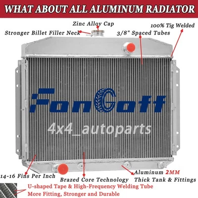 4Rows Aluminum Radiator FOR 1960-1964 FORD F-100 F250 F350 Pickup 4.8 5.4 5.9L - Изображение 1 из 4