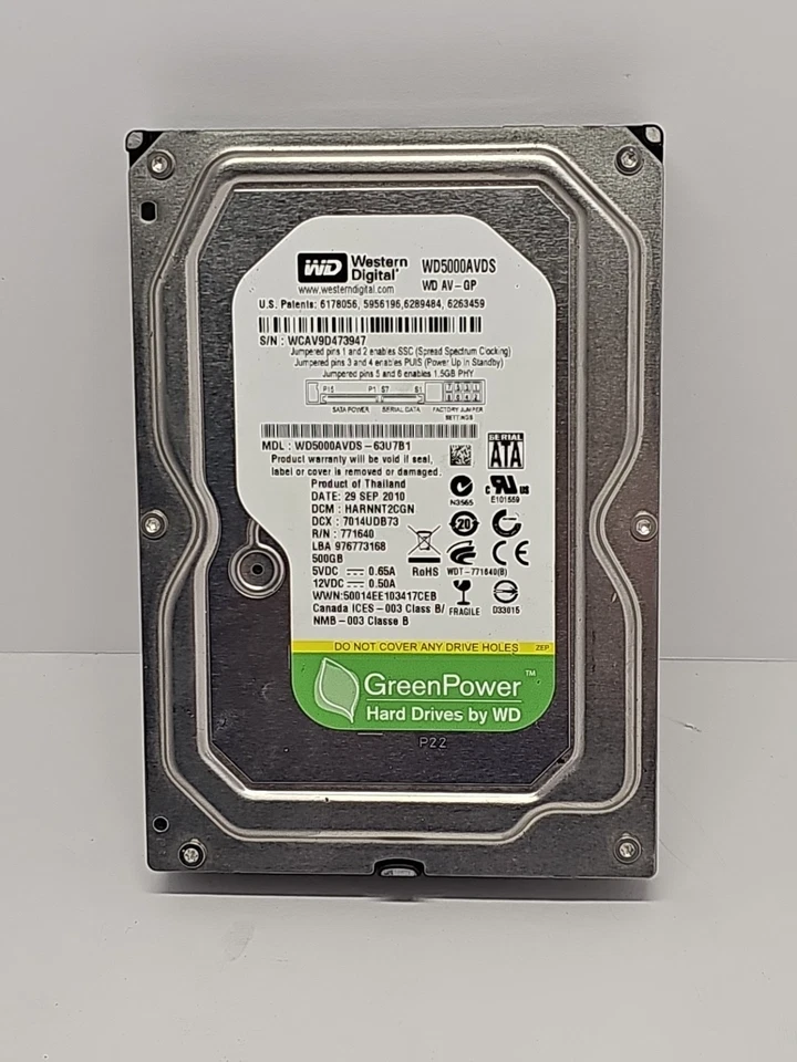 WD5000AVDS-63U7B1 Western Digital AV-GP 500GB 5400RPM SATA 3Gbps 32MB Cache - Image 1 of 1
