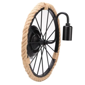 85-265V E27 LED American Retro Style Round Shape Hemp Rope Wall Light For Bal CS - Picture 1 of 12