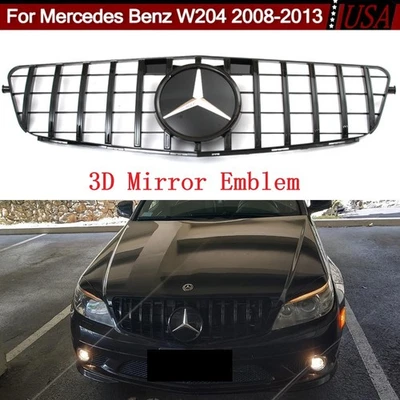 Black Upper Grille w/3D Emblem For Mercedes Benz W204 C300 C250 2008-2014 Grill Foto 1 de 4