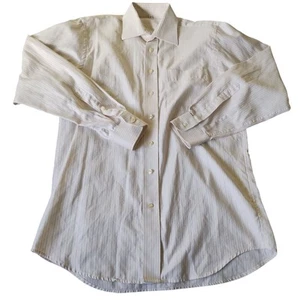 BUCCELLI UOMO Men's FASHION Shirts Cream Black STRIPED, Sz. 39 / 15.5 - Picture 1 of 10