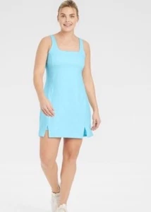 🌻 Women's Knit Slit Active Dress - All In Motion Blue Size M🆕 - Picture 1 of 8
