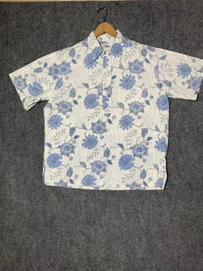 Camisa Reyn Spooner Para Hombre Grande Blanca Azul Floral Hawaiana Aloha Pullover Campamento - Imagen 1 de 18