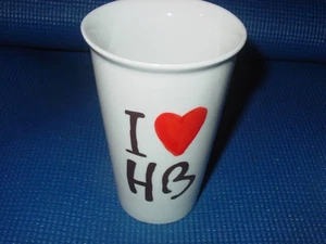 HENRI BENDELL CERAMIC CUP MUG COFFEE TEA I LOVE HB RED HEART GLASS MODERN SIGNED - Bild 1 von 5