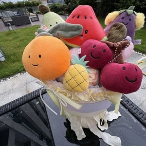 Kawaii Früchte Plüschtier Blumenstrauß weiches Stofftier Blumenstrauß Kissen lustige Früchte Geschenke - Bild 1 von 4